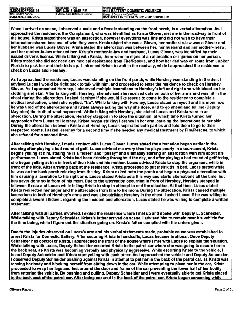 Illustration for article titled Authorities: Wife Of Pro Golfer Lucas Glover Charged With Battery After Attacking His Mother
